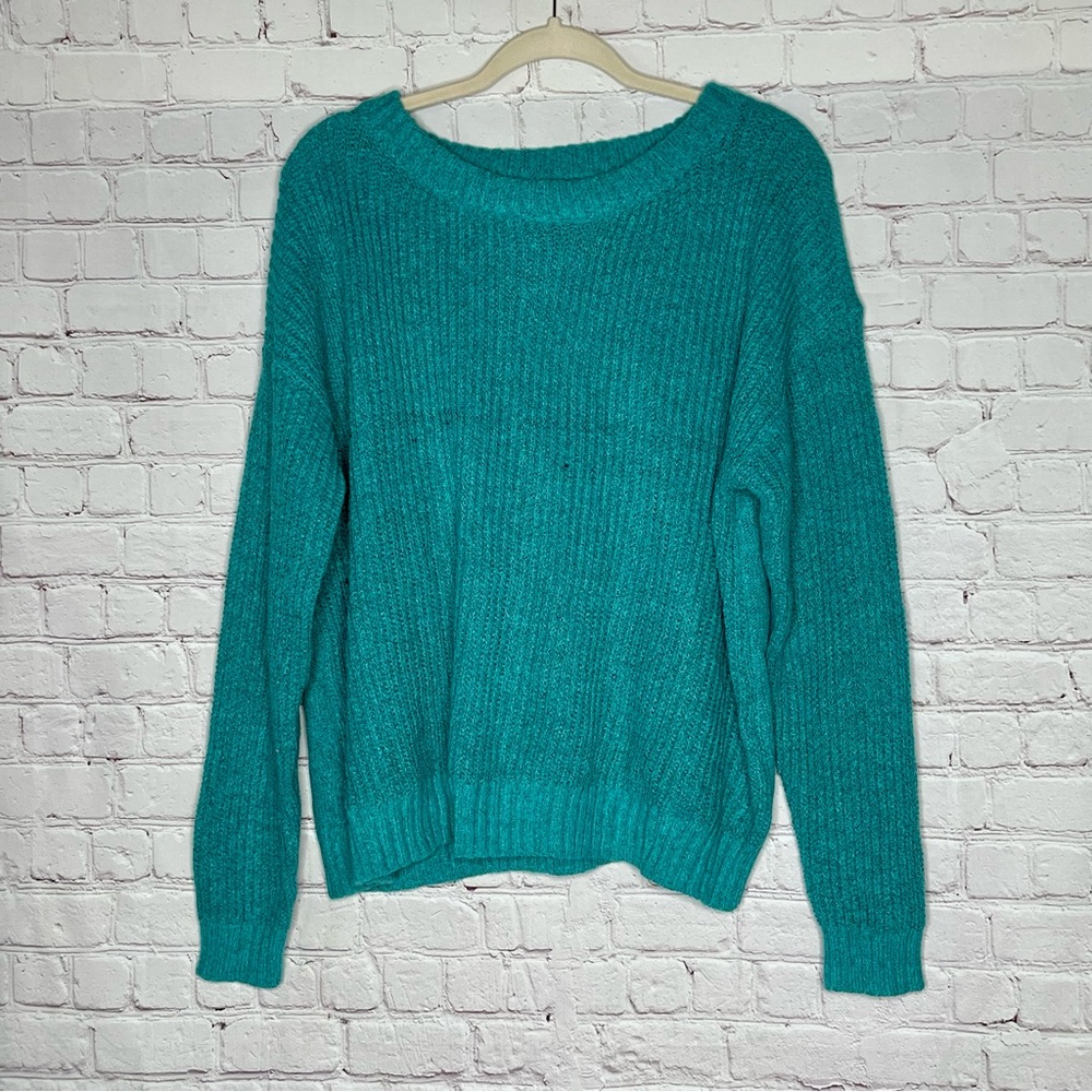 Teal, Marled Sweater, Size: 1X